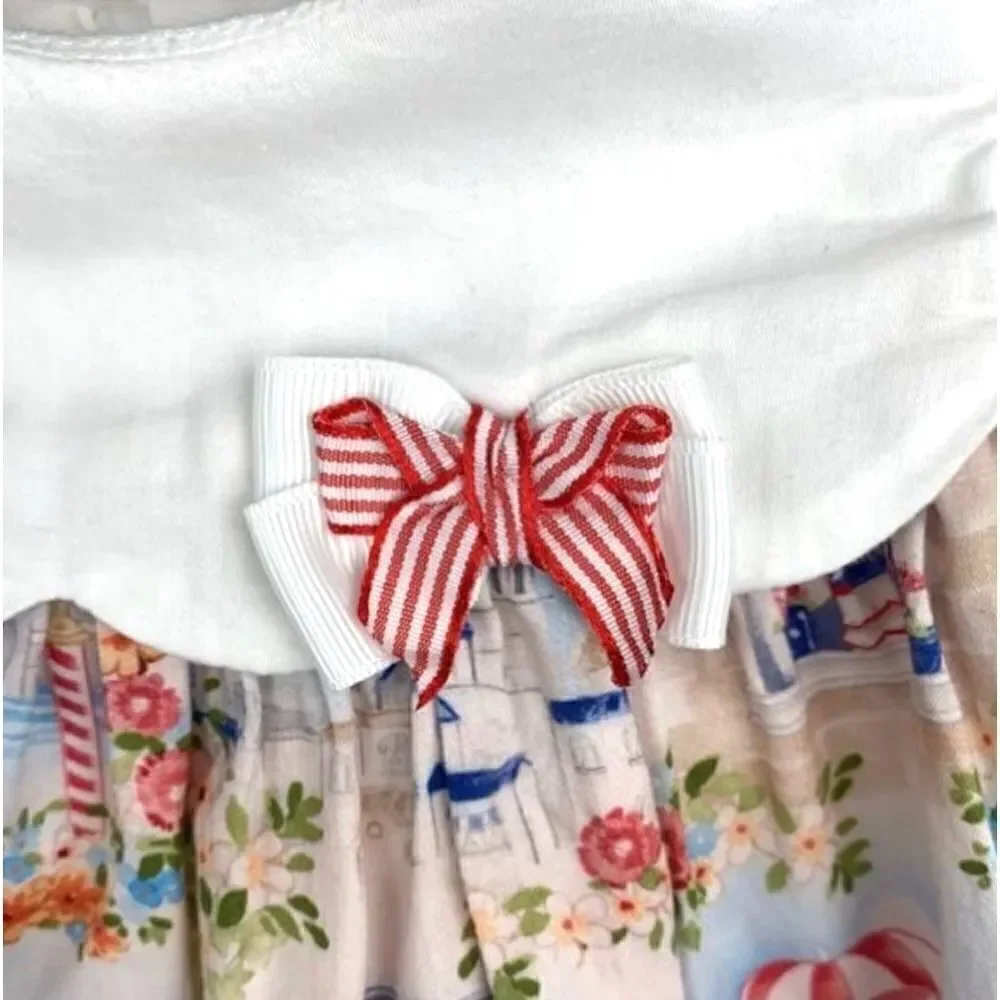 Mayoral Nautical Landscape Baby Dress Cotton Cap Sleeves Button Down Closure 12m